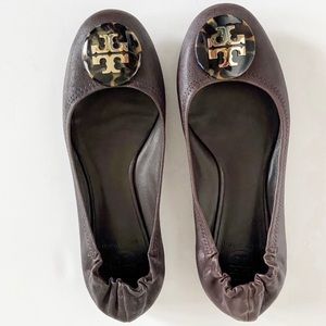 Tory Burch Brown Leather Reva Flats